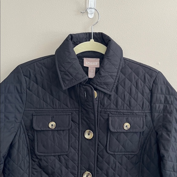 Chicos black quilted jacket size 0 or small - Picture 2 of 15